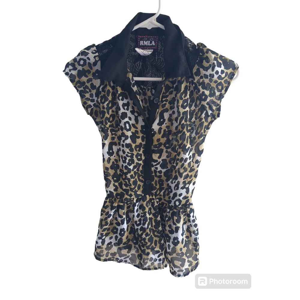 Size 10 RMLA cheetah print cap sleeve women's shirt #11